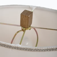 Светилка за маса во Белви - Бела со месинг акценти - Сенка од ткаенина од слонова коска