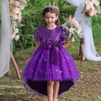 Деца Бебе Девојки Средовечни Детски Везови Мрежа Газа Принцеза Фустан Виолетова 6 Години