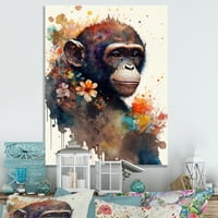 Дизајнрт Симпатична мајмун цветна уметност Јас платно wallидна уметност