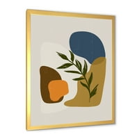 DesignArt 'Зелен лист со модерни обврски на ботанички минималистички форми'