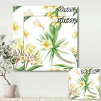 Yellowолти цвеќиња и тропско зеленило v сликање платно уметничко печатење
