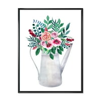 DesignArt 'Букети со цвеќиња во рустикален цветен тенџере со традиционално платно на платно на бобинки