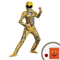 Power Rangers: Комплет за костуми за деца со жолт ренџер Делукс со бесплатен подарок