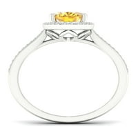 Империјален скапоцен камен 10К бело злато овално исечено цитрин КТ ТВ ДВЕД ДИМАНД HALONIGN женски прстен