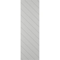 Ekena Millwork 15 W 57 H TRUE FIT PVC Diagonal Slat модерен стил фиксирани ролетни за монтирање, градско сиво