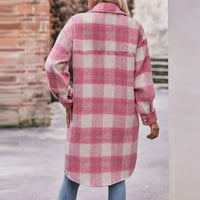 Палта за Женска Женска Мода Лабава Карирана Печатена Јакна Без Капа врвови модни зимски палта и јакна