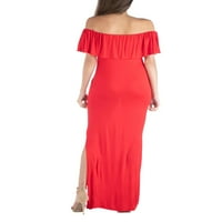 Удобност облека за жени надвор од рамената детали за детали за максичен фустан