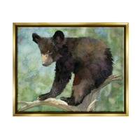 СТУПЕЛ мечка куб шумско дрво животни животни и инсекти сликање златен пловиј врамен уметнички печатен wallид уметност