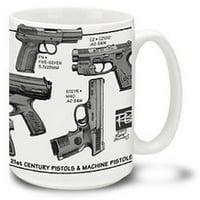 КУППА кригла со кафе со 15 унца со пиштоли од 21 век