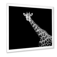 DesignArt 'Затвори портрет на жирафа на црната фарма куќа врамена уметничка печатење