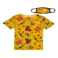 Graphbob SquarePants Boys Graphic T-Shirt & Splatter Mask, 2-парчиња, големини 4-20