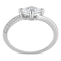 Карат Т.Г.В. Создаден бел сафир и дијамантски акцент 10kt прстен за ангажман на бело злато
