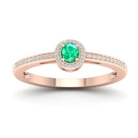 Империјал скапоцен камен 10К розово злато овално исечено смарагд 1 10ct TW Diamond Halo Ringенски прстен