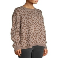 Loveубовта Сади женски леопард печатен пуловер