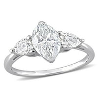 2- Карат Т.Г.В. Marquise-Cut создаде бел моисанит Стерлинг сребрен прстен за ангажман со три камен