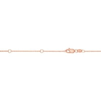 14k 18in розово злато дијамант исечен текстуриран двојно продолжен кабелски ланец со затворач на јастог