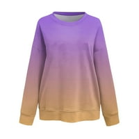Фетерна Женска Секојдневна Мода Цветен Градиент Печатење Долги Ракави О-Вратот Пуловер Врвот Блуза