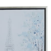 24 24 Ајфелова кула врамена wallидна уметност со сребрена рамка