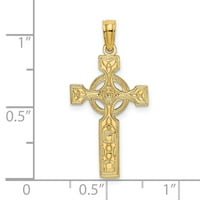Накит 14к Жолто Злато Келтски Крст Со Врежан Приврзок Во Кругот На Вечноста