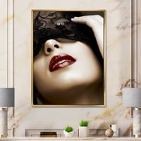 DesignArt „Портрет на модерната девојка со маска“ модерна врамена платна wallидна уметност печатење