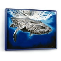 Затворете го портретот на кит кит, врамен со сликарско платно, уметнички принт