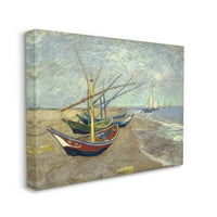 Стапчиња индустрии рибарски чамци на плажа Светиите Марис Винсент ван Гог сликарство галерија за сликање завиткано платно печатење wallидна уметност, дизајн од едн?