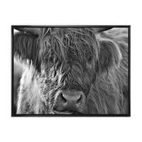 Дизајн Арт „Затвори шкотски висорамнински крави кои живеат во куќата на фармата„ Фарма куќа “, врамени печатење на wallидови од платно