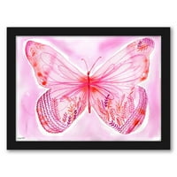 Американска Рамна Голема Розова Пеперутка Од Пола Милс Ѕидна Уметност Со Црна Рамка