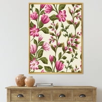 DesignArt 'Пинк Гроздобер диви цвеќиња' Традиционално врамено платно wallидно печатење