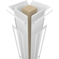 Ekena Millwork 12 W 9'H Craftsman Classic Square Non-Tapered Artisan Fretwork Column W Crown Capital & Crown Base
