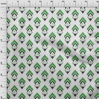oneOone Памук Дрес Зелена Ткаенина Азија Икат Шиење Занает Проекти Ткаенина Отпечатоци Од Дворот Широк-8484