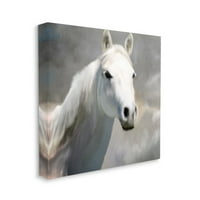 Слупел дома декор бел коњ портрет портрет животинско сликарство платно wallидна уметност од Ким Ален