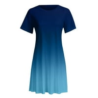 жените краток ракав круг вратот градиент печатење сарафан повик лабава мини фустан долги летни фустани повик