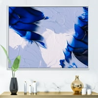 Апстрактни бели и сини сиви бранови врамени сликарско платно уметничко печатење