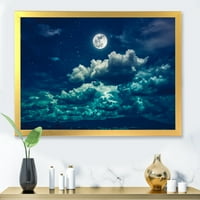 DesignArt 'Full Moon Night in Cloudy Sky II' Наутички и крајбрежен врамен уметнички принт