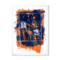 DesignArt 'морнарица сина и портокалова апстрактна' модерна врамена уметност печатење