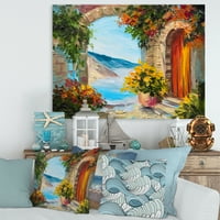 Куќа со шарени цвеќиња во близина на морското лето сезона 12 8 сликарско платно уметничко печатење