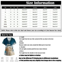 Краток Ракав Блуза Повик Графички Отпечатоци Мода V - Вратот Врвови За Жени Црна м