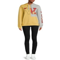 Вини Пох, во боја на графички пуловер, качулка
