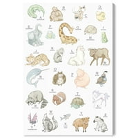 Wynwood Studio Animals Wall Art Canvas Prints 'Бебе азбука' бебешки животни - бели, кафеави