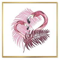 DesignART 'Пинк Фламинго во тропско лето i' традиционално врамено платно wallидно печатење