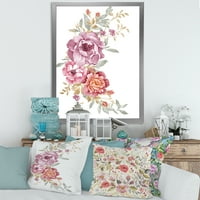 DesignArt 'Букет од виолетова и розова цвеќиња iii' Фарма куќа врамена уметничка печатење