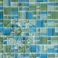 Плочки - серија на базен серија 1 и 2 стаклена мозаична плочка во сино зелена - картон на квадратни метри