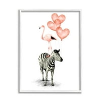 Stuple Industries Flamingo zebra животински оџак розови балони во форма на срце, 14, дизајн од ziwei li