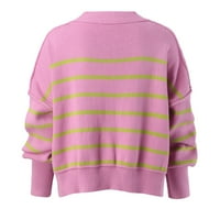 Пуловер Пимфилм Џемпери За Жени Исечени Џемпери Со Пуловер За Жени Со Долги Ракави Розова М