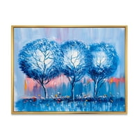 DesignArt 'Шарени пејзажни дрвја Импресионистичка III' Современа врамена платно wallидна уметност печатење