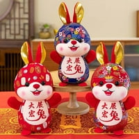 Симпатична Мека Играчка Кинески Стил Домашна Декорација Кукли Од Животни Кинеска Нова Година Зајачка Маскота Година На Зајакот