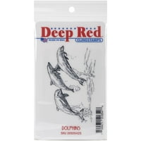 Длабоко Црвен Печат за Прицврстување 3 х2 - делфини
