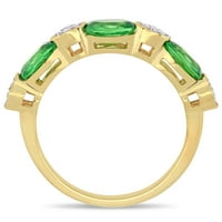 Miabella Women's'sims 1- Carat T.G.W. Овално намалување на Tsavorite & Carat T.W. Дијамант 14kt жолто злато полу-вечно прстен