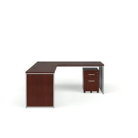 Сет за канцелариски мебел за серии на Fulcrum, 72 биро со враќање, пополнување кабинет, панели за нозе, во махагони